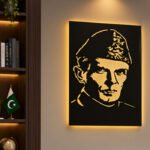 quaid e azam metal portrait lamp